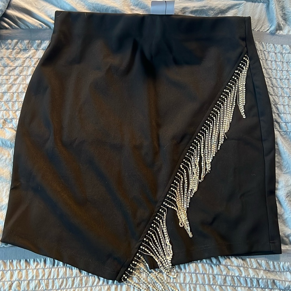 Miss Selfridge black fringe skirt